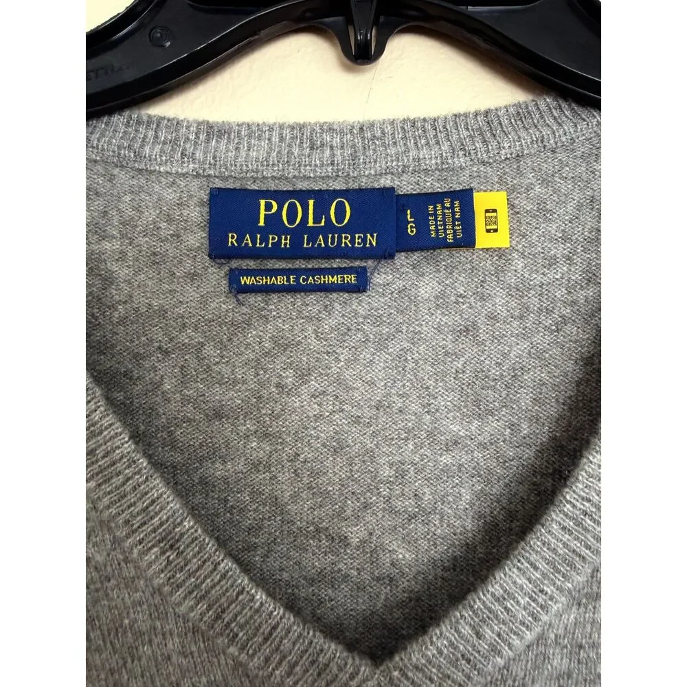 Polo Ralph Lauren Washable Cashmere V-Neck Sweater - Heather‎ Grey